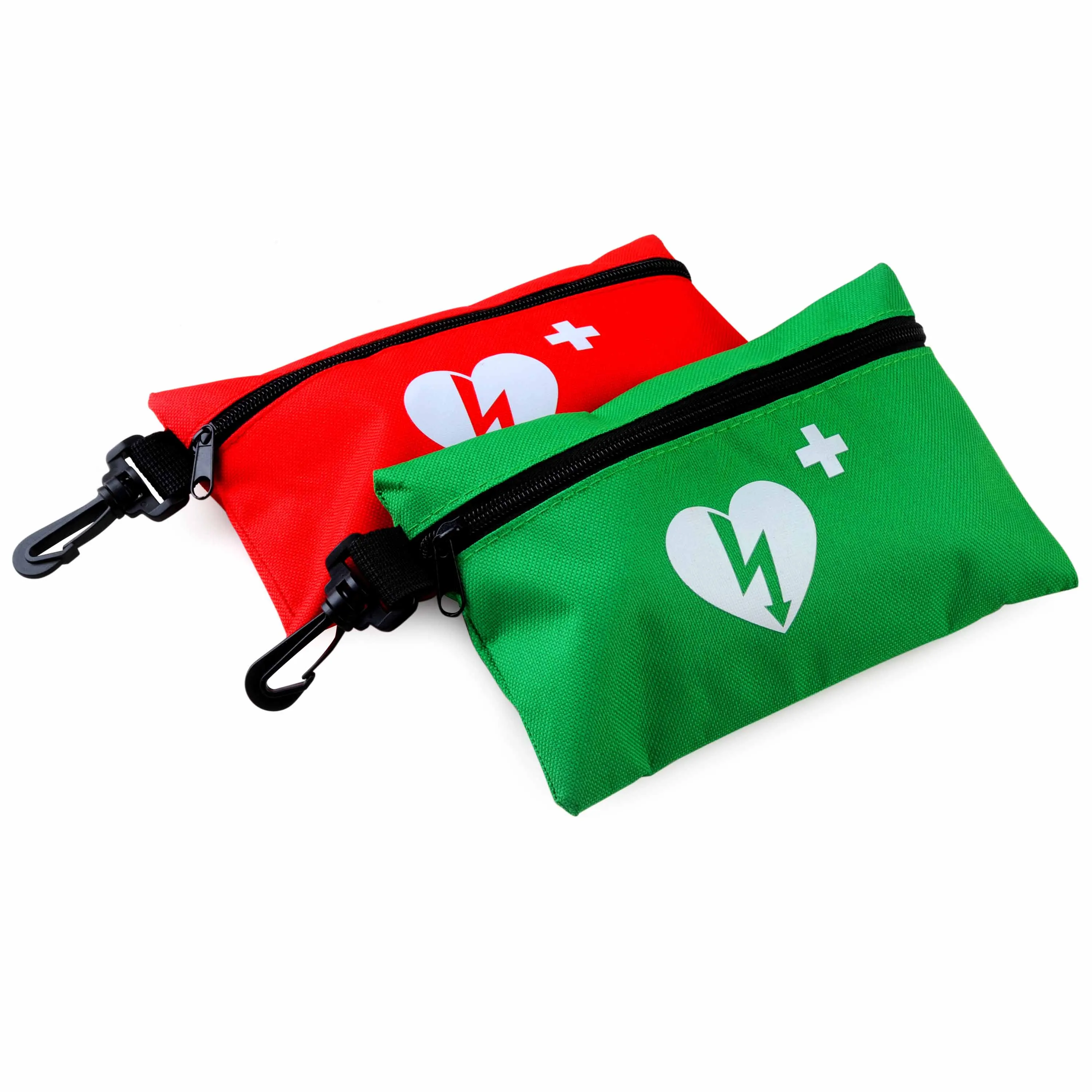 Customized AED Rescue CPR First Aid Prep Student Kit For Fast Response Breathig Red And Green Nylon Bag