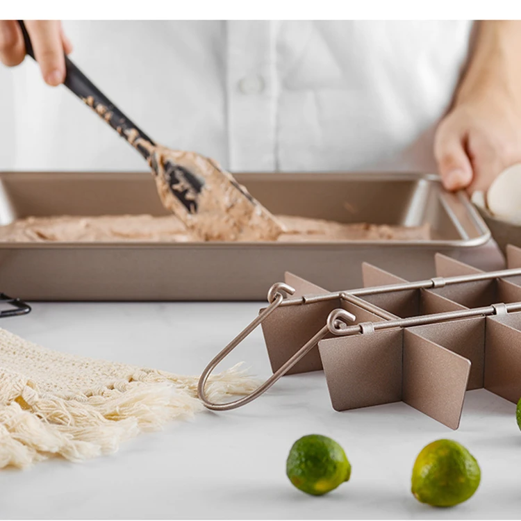 Baking Accessories Hot Selling Carbon Steel Non Stick Square Brownie Pan With Dividers Brownie Baking Pan