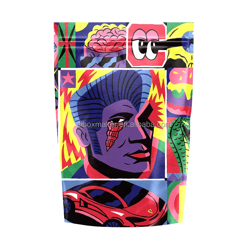 Smell Proof Mylar Bag 1 oz 2 oz Childproof Stand up Pouch Custom Design with Logo 3.5 g Zip Lock Zipper Packaging Plastic Bags