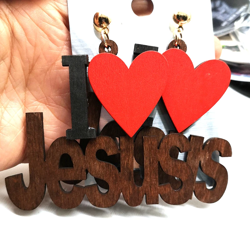 2020 Wooden Earrings  i Love Jesus