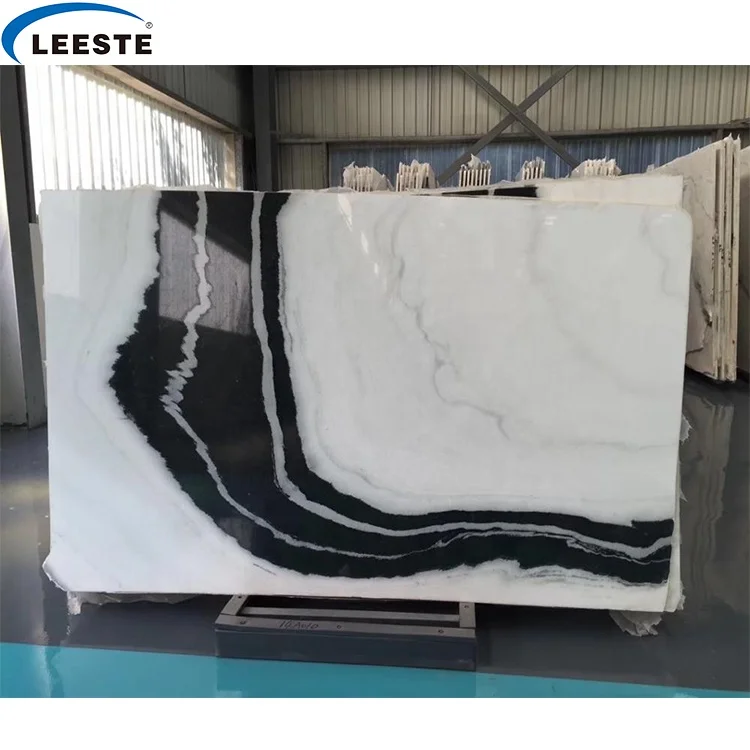 China quarry Custom Cutting Stone wall and floor with black vein tile nature panda white marble slab