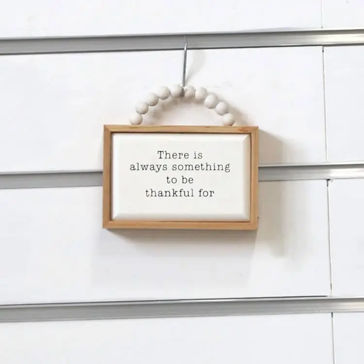 
Low MOQ Customizable Square Hanging Decor Wooden Wood Framed Box Signs with Sayings Bead Hanger 