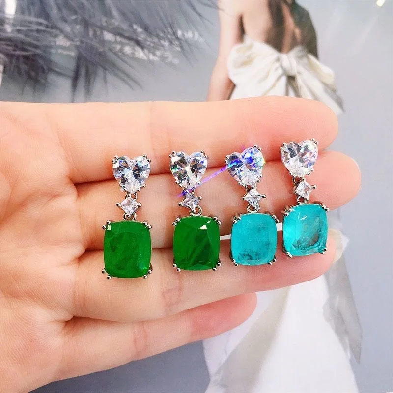 Красочные ювелирные изделия серьги Paraiba Роскошные изумрудные серьги