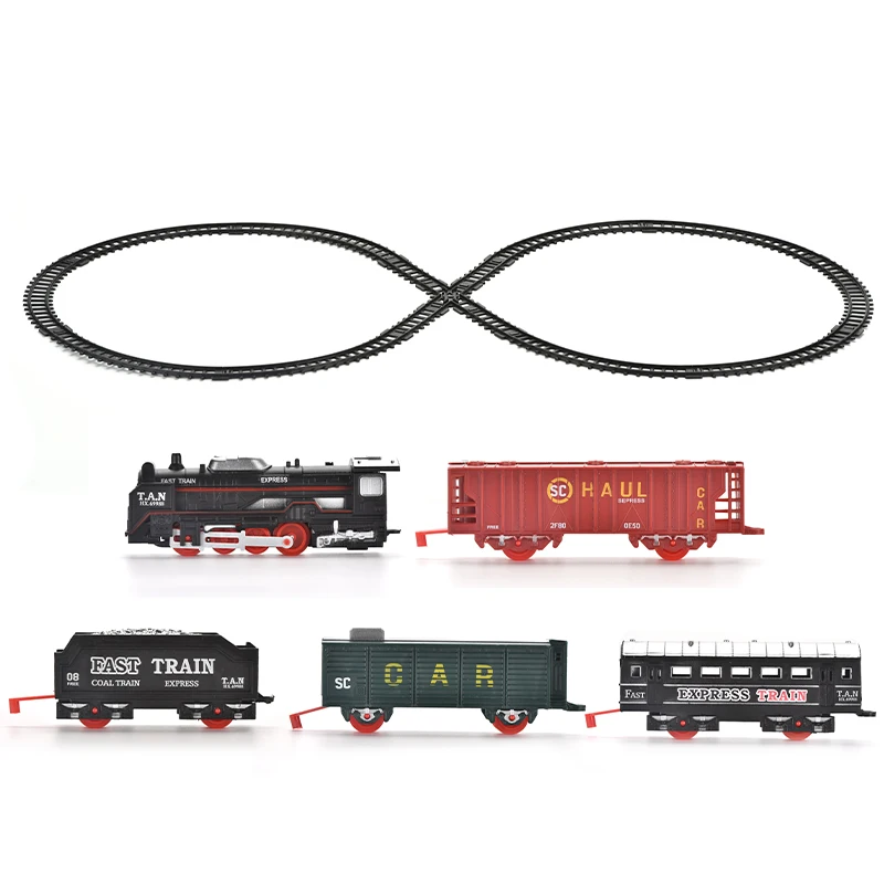 DIY Assemble Plastic Slot Railway Track Retro Train Models Electrical Light Train Toys