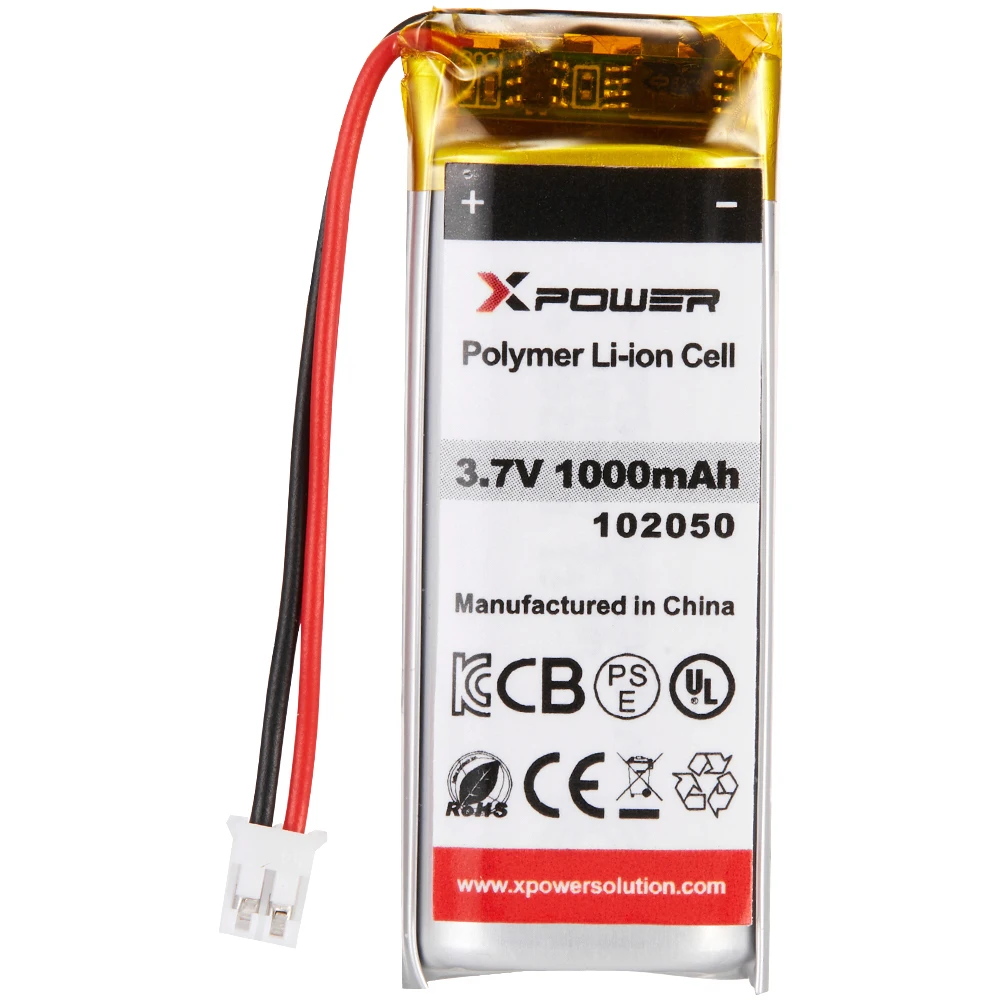 102050 In Stock UL KC CB CE ROHS 1000mAh 3.7V Rechargeable Lipo Battery Lithium Ion Battery