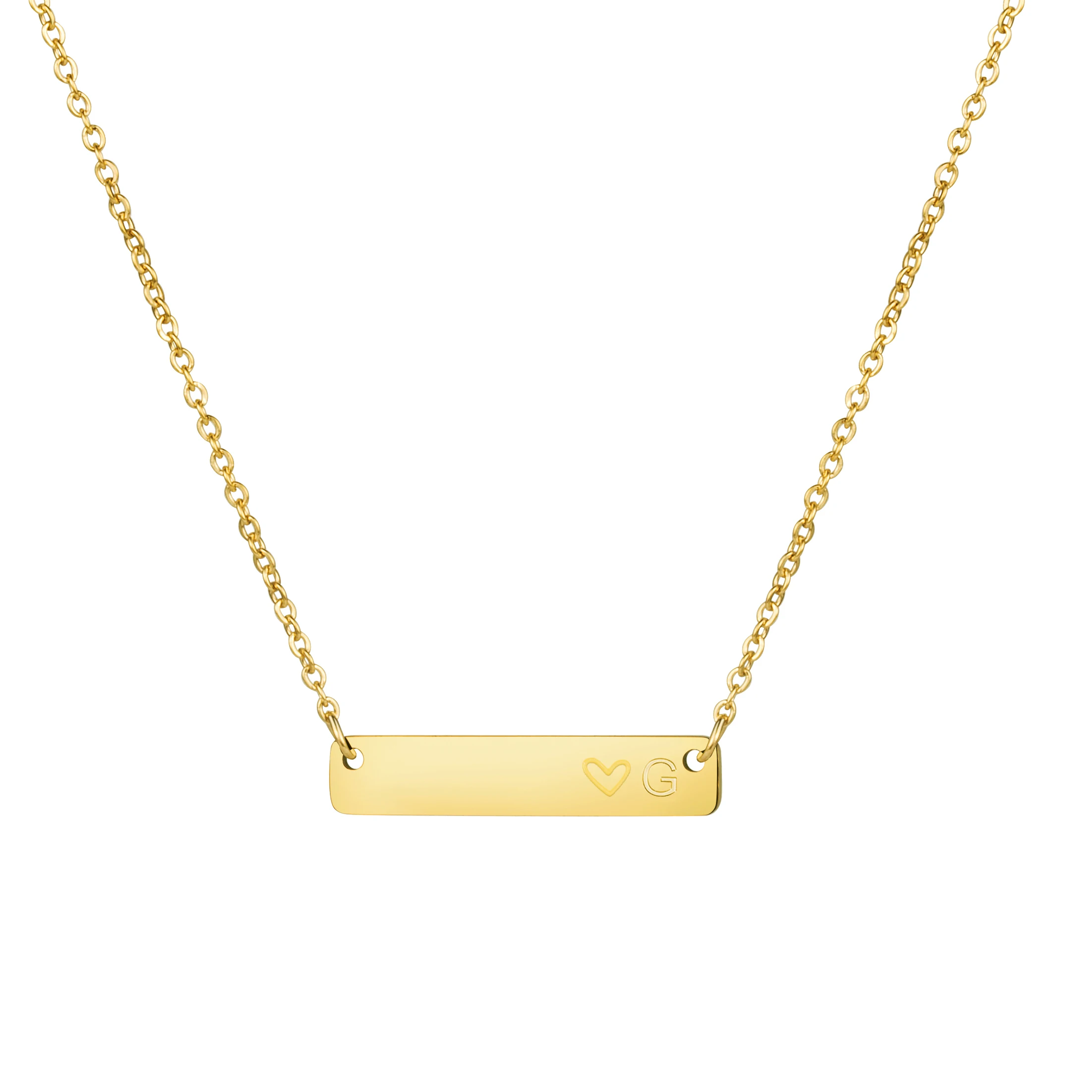 In Stock 18k Gold 316L Stainless Steel Pendant Necklace Charm Jewelry Gold Plated Bar Pendant Necklace