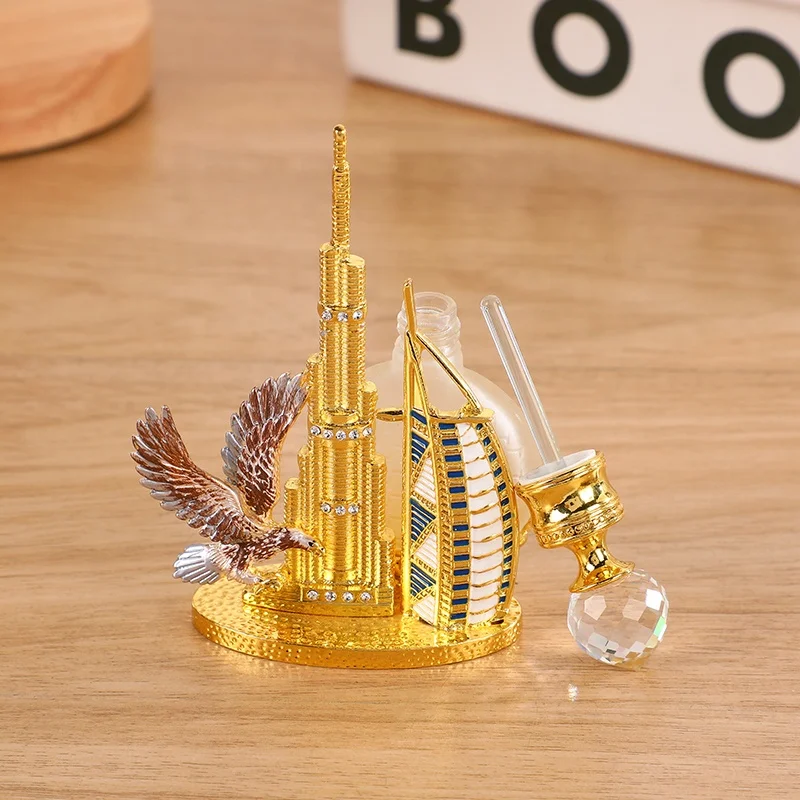 10ml Middle East Dubai Burj al Arab Hotel Burj Khalifa Falcon Metal Perfume Bottle Essential Oil Refillable Attar Bottles#10219