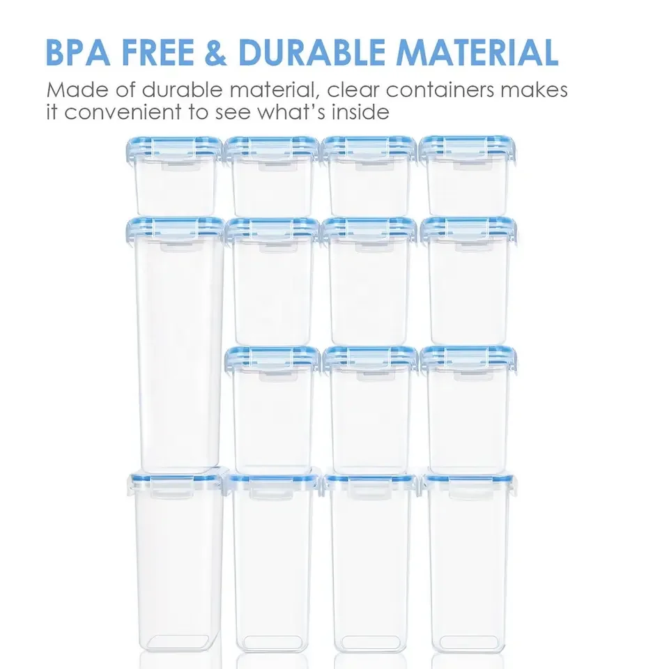 Wholesale 15PCS Kitchen BPA free Silicone Ring Design Full Sizes Plastic Clear Storage Food container