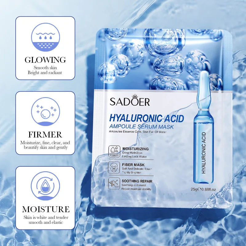 Hot Selling Wholesale Ampoule Face Mask Hydrating Moisturizing Brightening Hyaluronic Acid 24K Gold Vitamin C Sheet Face Mask