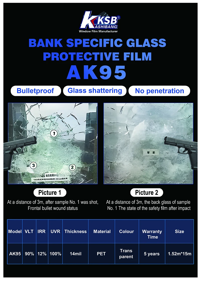 14Mil bulletproof shatterproof glass window film quality clear safety window film security glass tint for cars building glass
