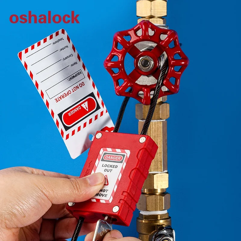 Adjustable Cable Lockout safety padlock with Plastic-coated Stainless Steel Cable