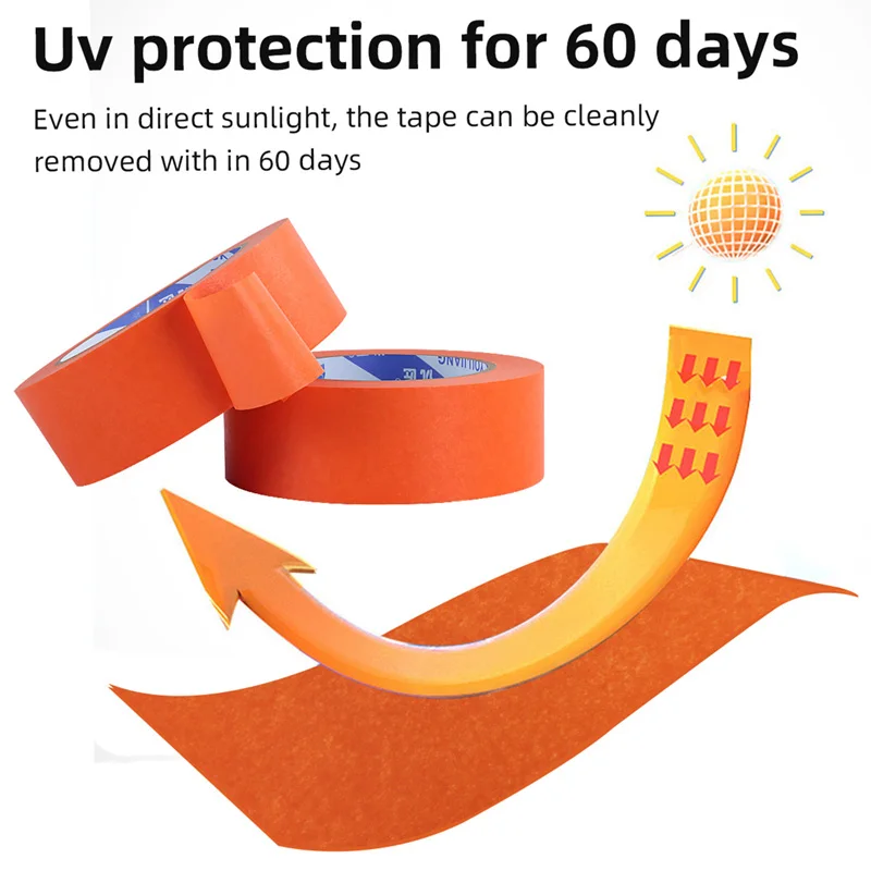 YOUJIANG UV resistance 60 days car automotive painting 2 inch 30mm washi paper goldband orange painters writable masking tape