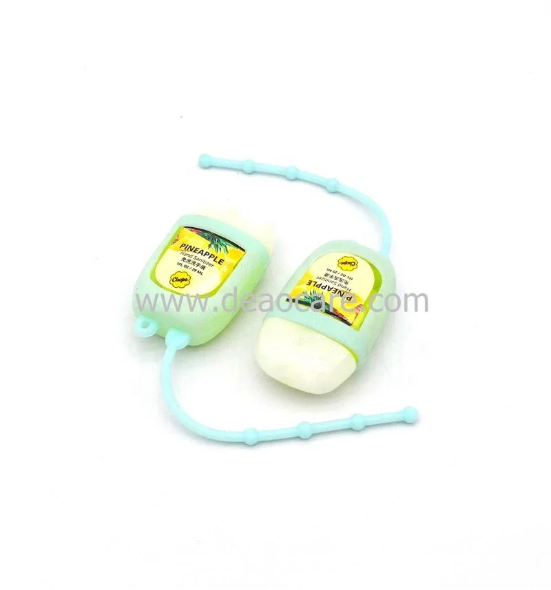 1OZ FL 29ml alcohol 75% 62% Portable Waterless Hand Sanitizer Gel with Silicone Hanging Holder keychain
