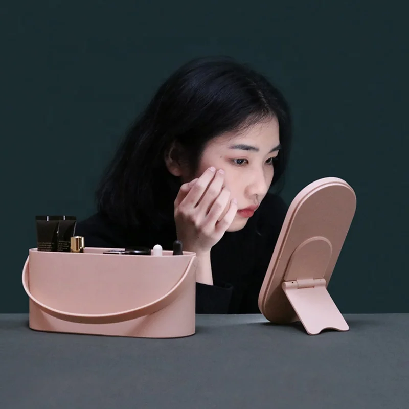 beauty device home use led light mirror with storage makeup bag travel eco friendly cosmetic packaging for ladies