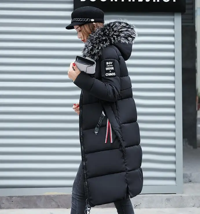 
Winter Women Jacket Long Down Jacket Padded Coat Ladies Slim Hooded Parka 