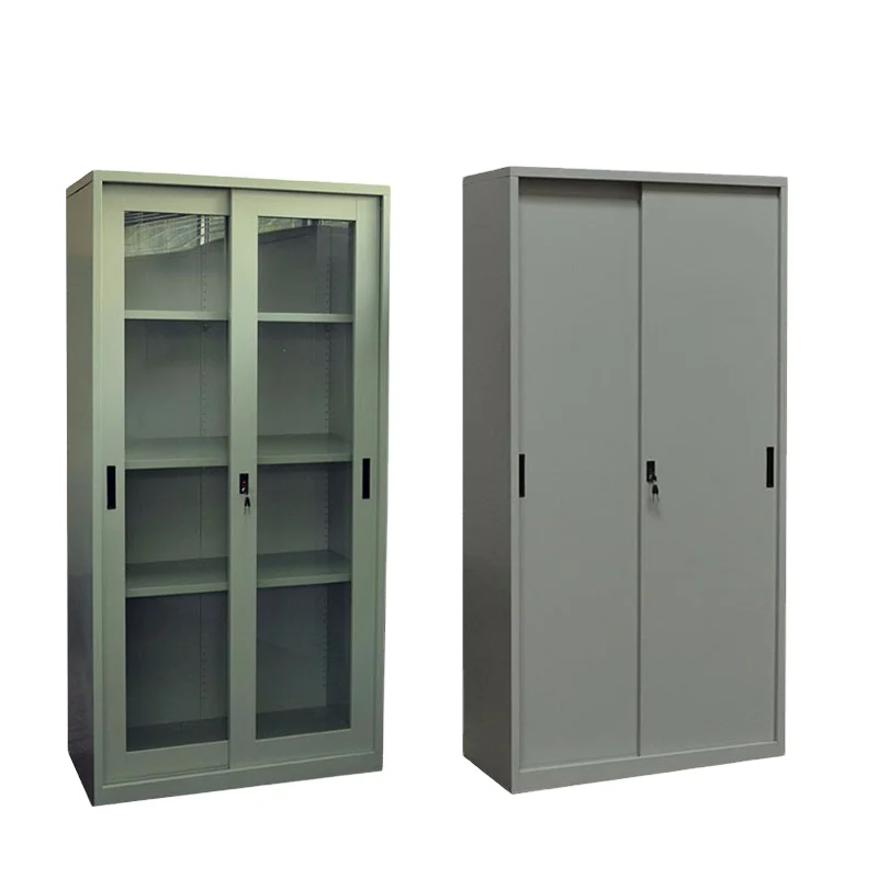 KD Structure Office Furniture Sliding Door File Cabinet Steel Cabinet With 4 Adjustable Shelve