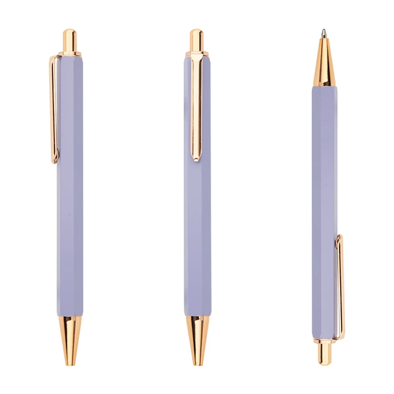 Cute Metal Click Ballpoint Pen School Office Supplies Hexagonal Shape pen Custom logo accepted