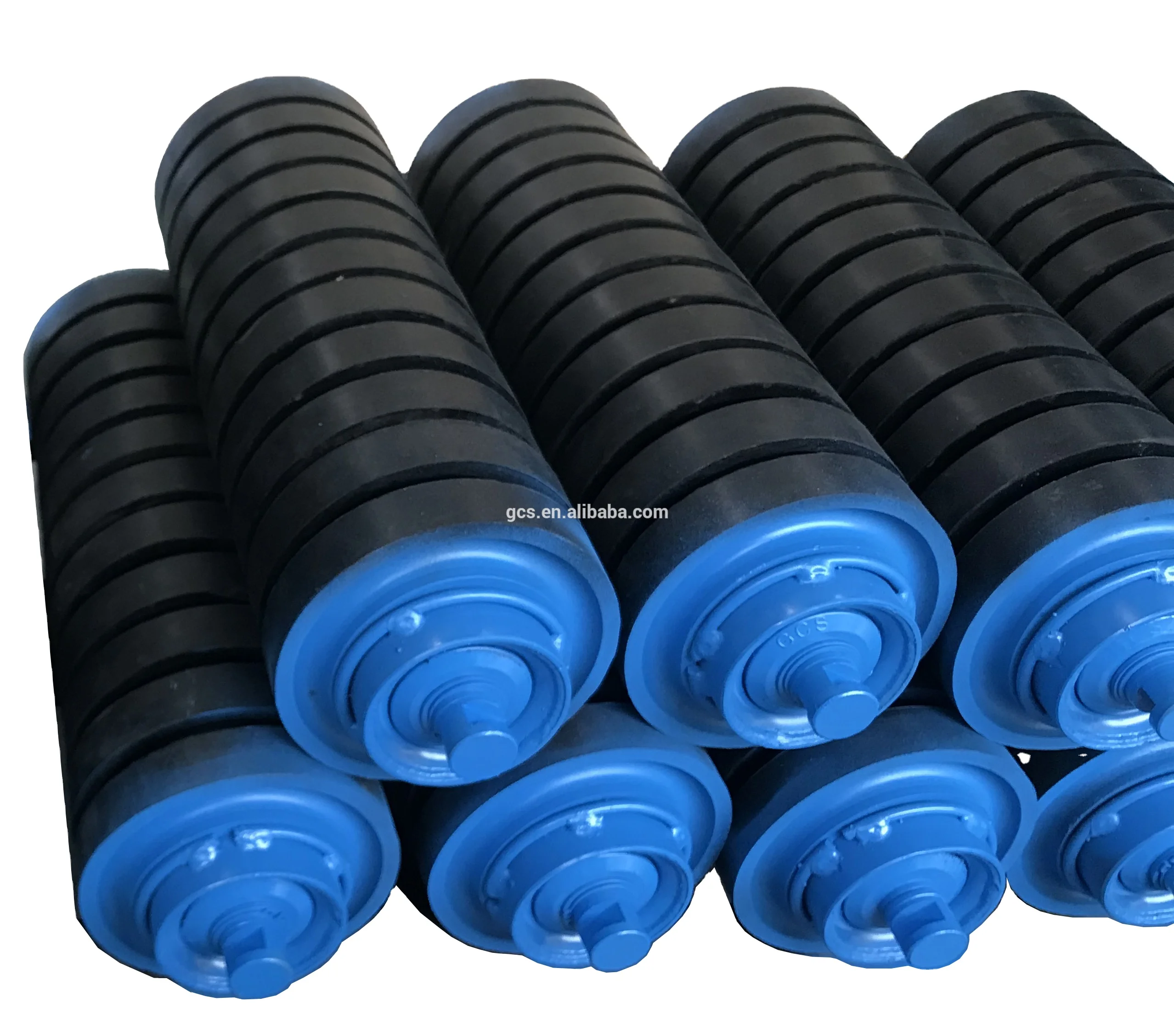 Heavy Duty Impact Roller Belt Conveyor Rubber Disc Roller with Frame