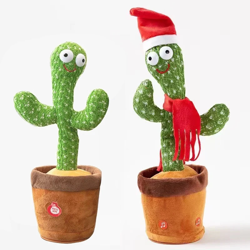 Christmas Cactus Singing Plush Toys Cute Electronic Shake Dancing Cactus Childhood Lighting Toys With The Song Birthday Gift