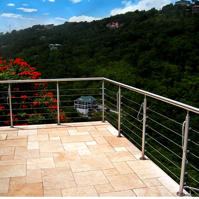 Hot Sale Stainless Steel Cable Post Balcony Wrought Iron Balustrade Wire Cable Side Mount Deck Railing