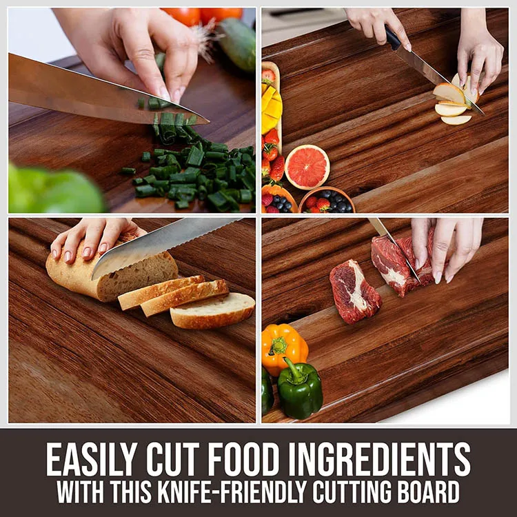 30 Inches Noodle Board Stove Cover Acacia Large Cutting Board Wood Chopping Board with Juice Groove Anti Slip Legs