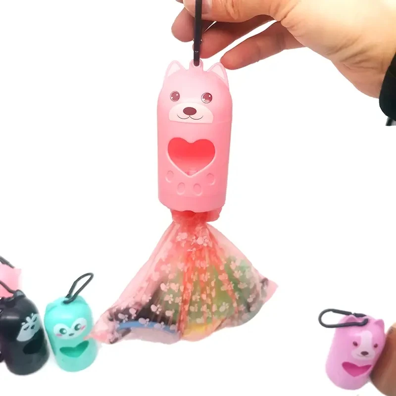 Cute Animal Shape Hands Free Dog Poop Bag Clip Holder Leash Pet Waste Bag Carrier Dispenser