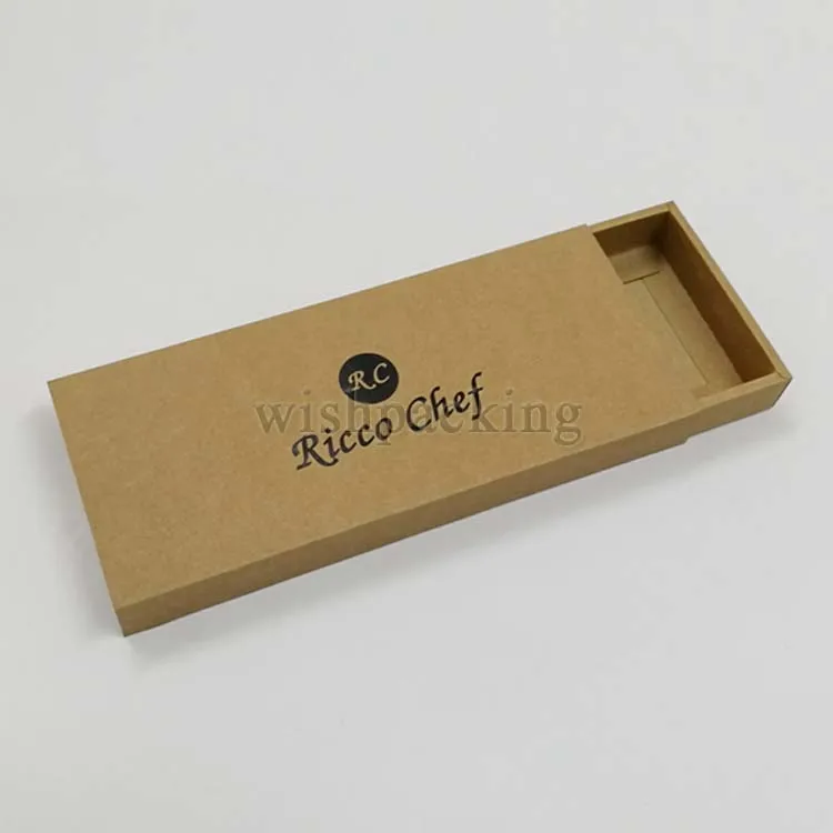 Emballage Eco Friendly Recyclable Material Box Black  Hot Stamping Logo Natural Brown Kraft Paper Box