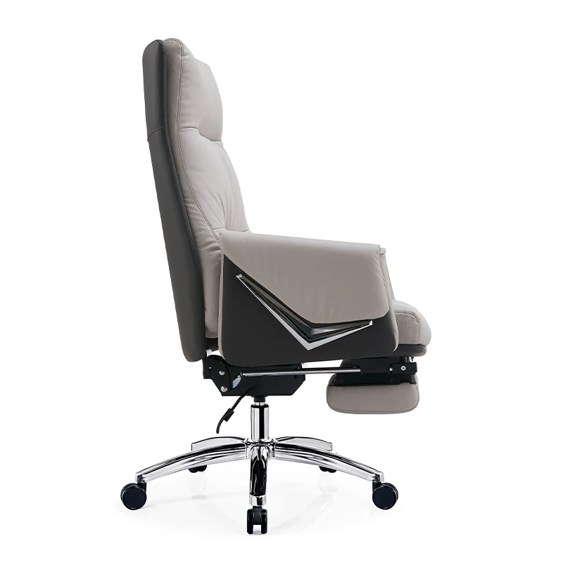 Light grey ergonomic office chair executive leather chair for working computer chair