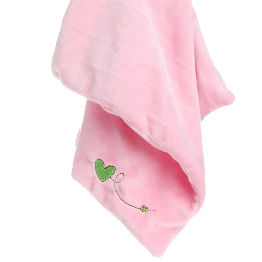 Customized Soft Security Baby  Blanket Toy With Plush Animal Head Baby Blanket