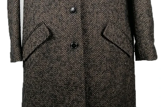 Long Wool Overcoat for Men brown herringbone single breasted 3 buttons woolen formal Overcoat CLASSIC TRENCH COAT