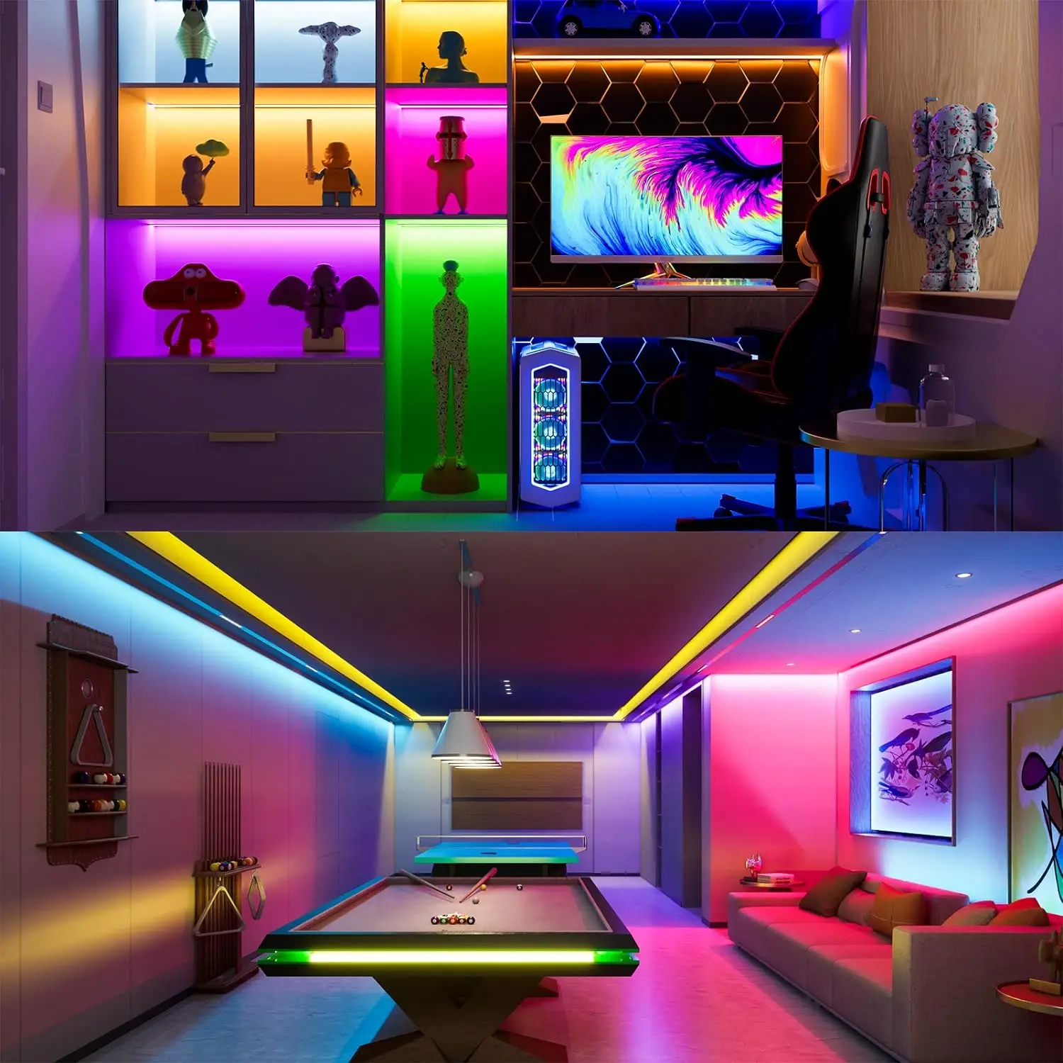 ESann DC 24V High Lumen Density Fob LED Strip Lig 9.84ft/3M 840leds/M Cob RGB Light
