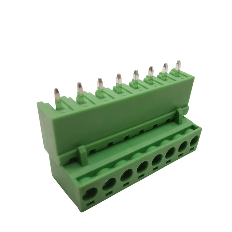 green 8 way 8pole 5.08mm  electrical terminal connector plug-in wire to board male and female positive  terminal block