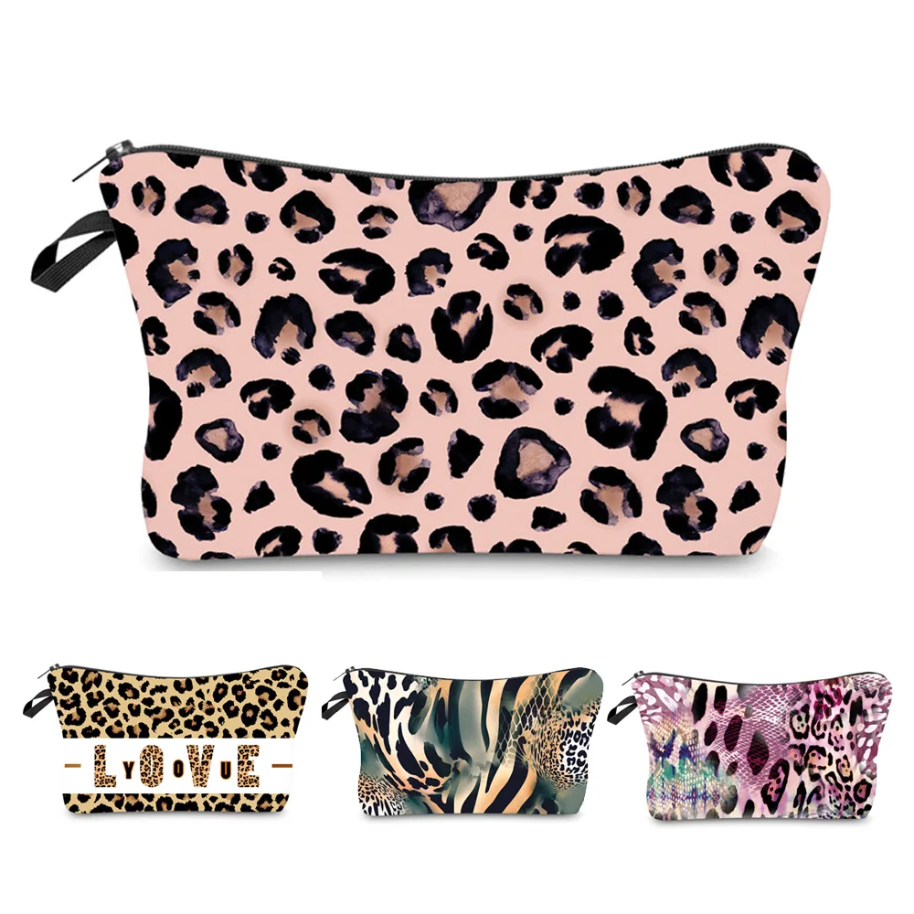 Fashion Leopard Print Ravel Waterproof Toiletry Cosmetic Bag Adorable Makeup Bag