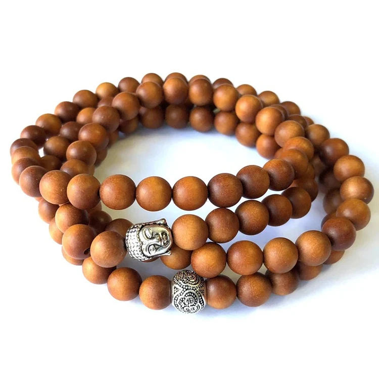 Браслет Mala Beads 108 из сандалового дерева браслет бусин с Буддой для