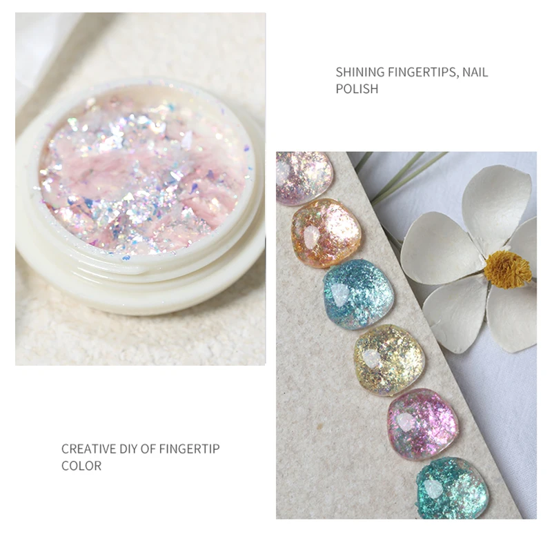 Manufacturer New Arrival 6 Colors Set Flakes Pigment Nail Art Decoration Nail Sequins Glitter Nail Powder