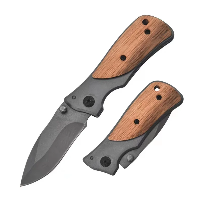Professional Stainless Steel  multi-tool foldable wood handle pocket knife spoon and fork  plastic knife manual paper cutter