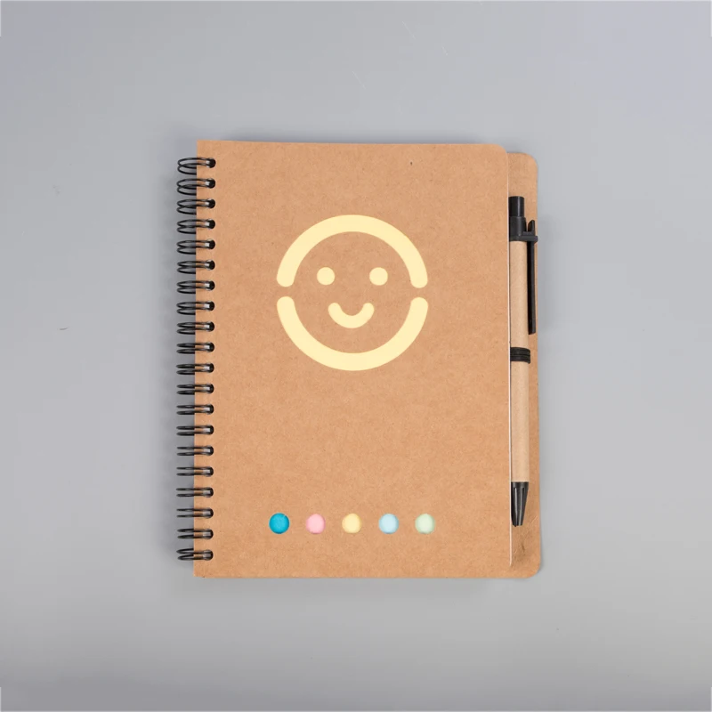 Custom notebook manufacturer recycled paper spiral binding notebook 80 lined sheets with recycled pen