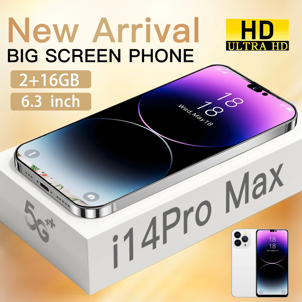 Лидер продаж Phone14 Pro Max 8 ГБ + 256 ГБ 6,3 дюймов i14 Pro Max полный дисплей Android 10,0 мобильный смартфон Android Gaming Phon