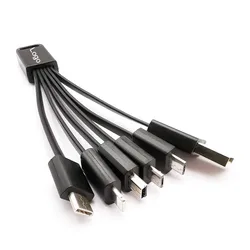 Micro Keychain Multiple 4 In 1 Charging Cable Portable Cell Phone Usb Charger With 3 Lights Cable