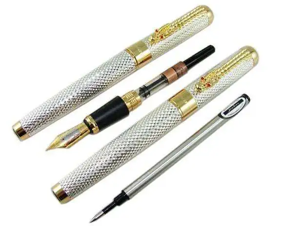 Ручка перьевая Jinhao Золотая с зажимом в виде головы дракона 1200