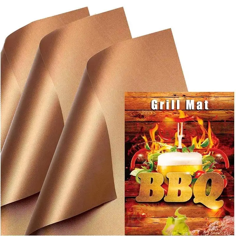 2024 Germany Uk Nonstick BBQ Grill Mat PTFE Fiberglass Baking Liner for Machine-Made Charcoal Cooking Accessories