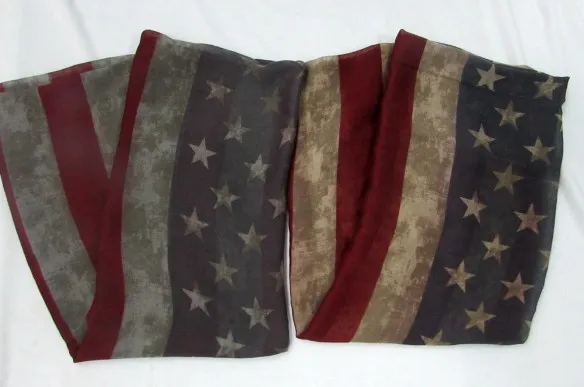 RTS Stock women poly voile scarves polyester custom american flag print scarf