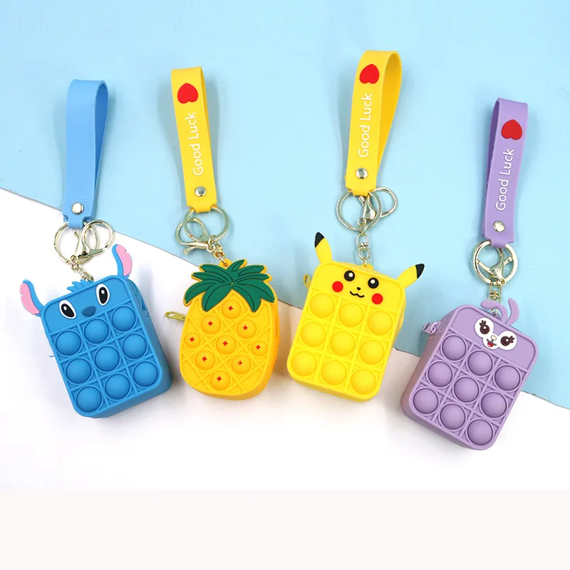 New Design Mini Coin Storage Pendant Handheld Kids Cartoon Strawberry Bear Shape Fidget Toys