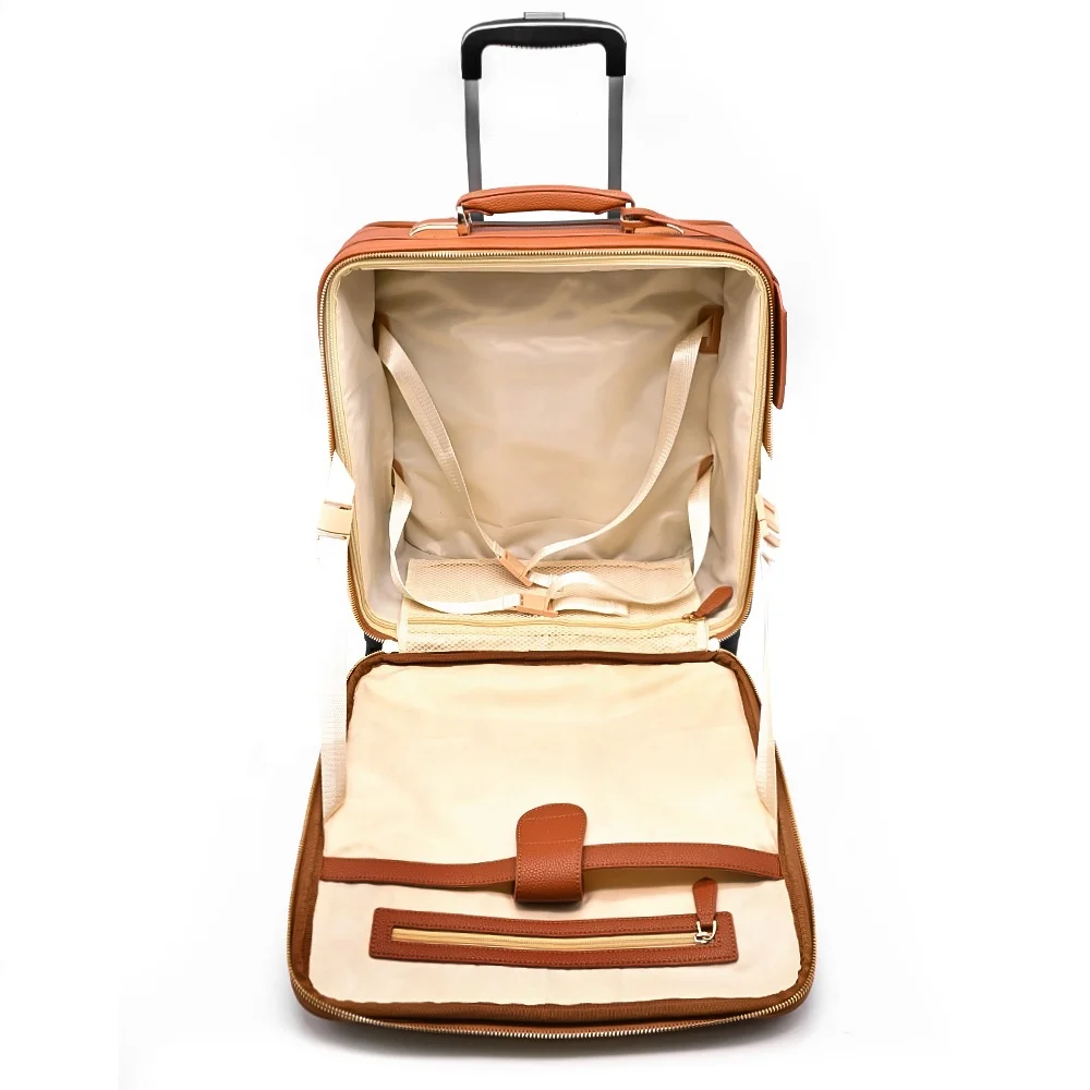 2 in 1 Convertible Leather Rolling DSLR Cameras and Lenses Bag Luggage SuitCase With Removable Anti-Shock Dividers