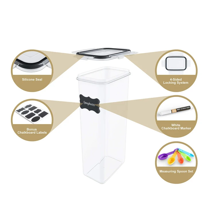 Pantry Organizers 24 Pack Large Airtight Plastic Cereal Container Box Food Storage Containers Sets For Sugar,Flour,Dry Food