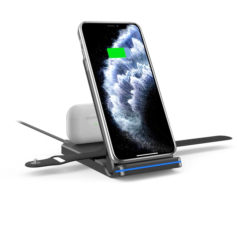Трендовые продукты 2021 Новое поступление Складная зарядная станция 3 в 1 Беспроводная подставка для зарядного устройства