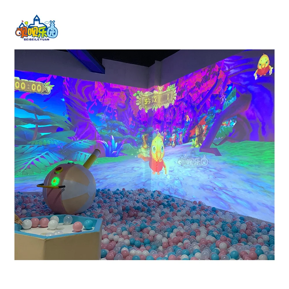 Indoor Interactive Amusement Trampoline Park Projection 3D AR Projector Wall Shooting Ball Game Interactive Games for Kids