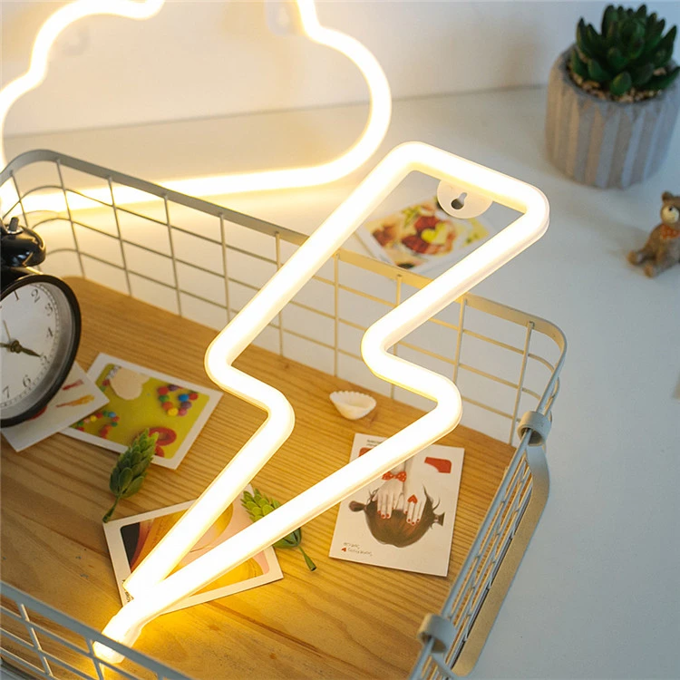 Hot Sell Plug in Wall Light Kids Room Decor Lightning Body USB & Battery Powered No Heat Table Decorate  LED Neon Lights