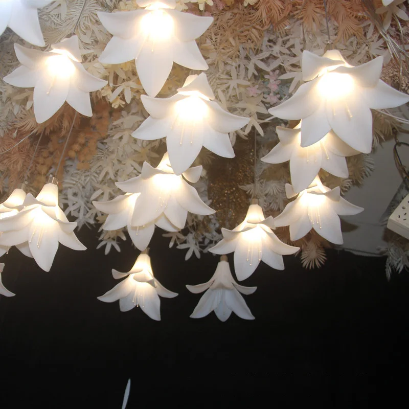 Lily string lights Mori wedding stage background decoration Yingbin District Road decoration new wedding ceiling glow.