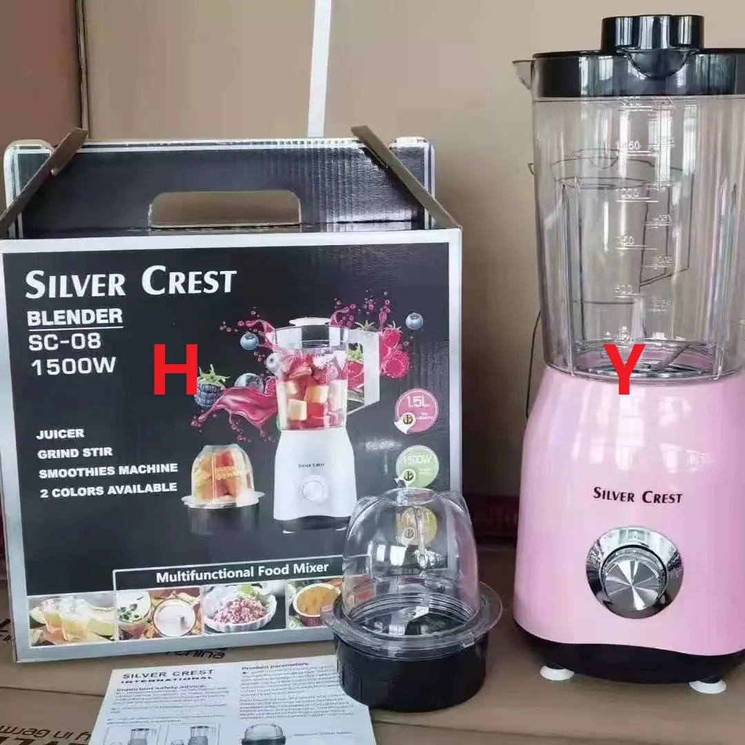 1.5L electric silver crest heavy duty fruit 1500W mixer grinder juicers blenders